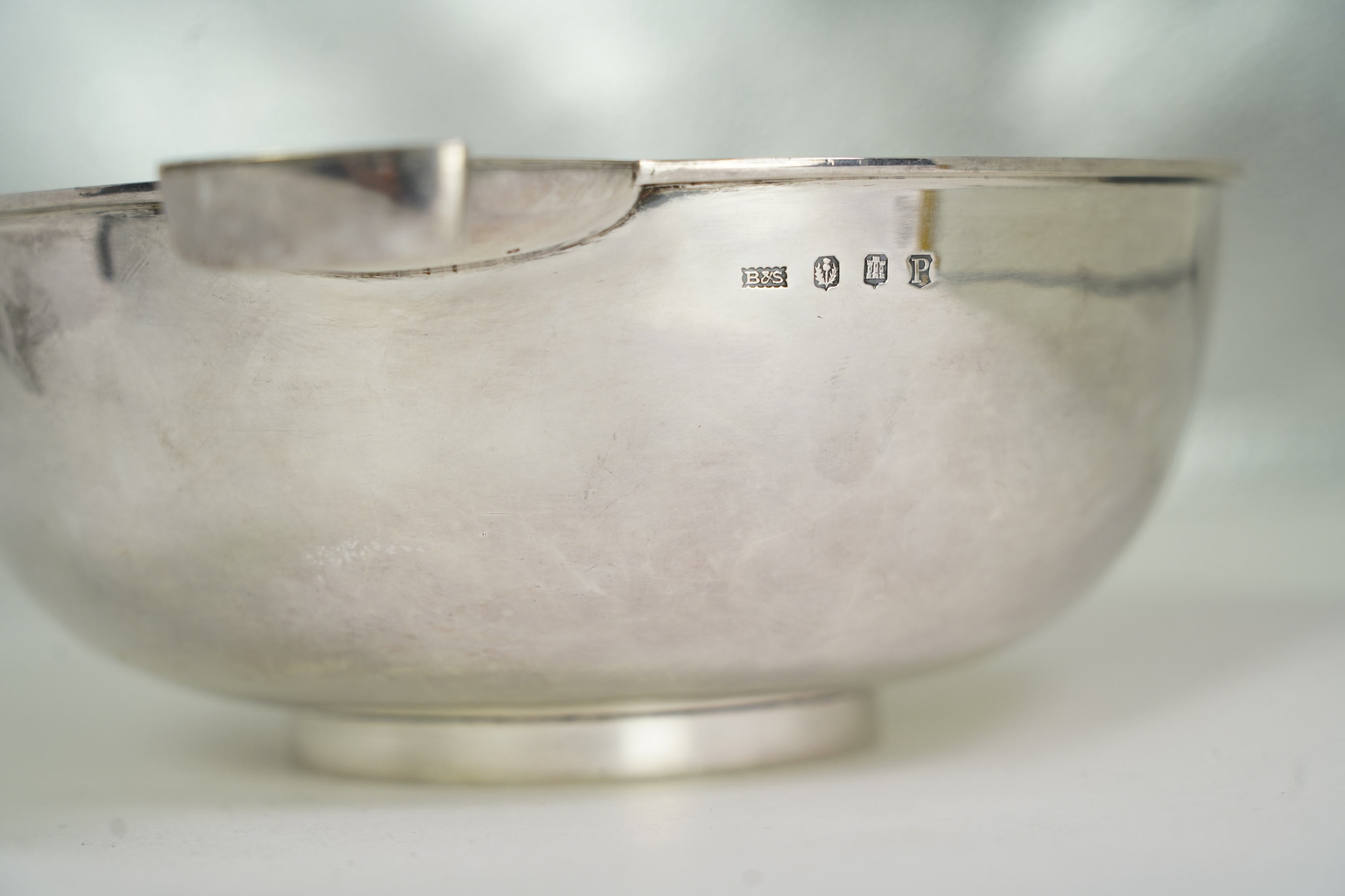 A large George V Scottish silver quaich by Brook & Son
